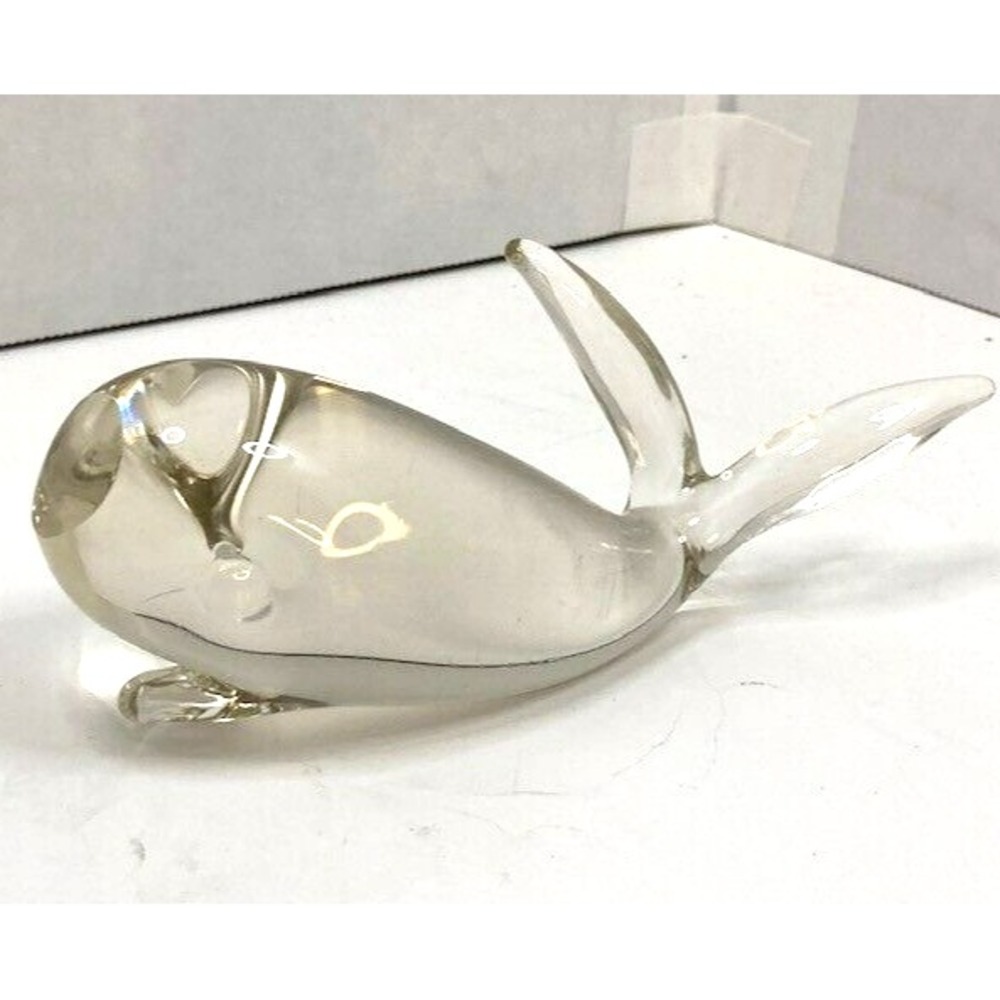 Whale Art Glass Handmade Fish‎ Ocean Figurine Paperweight Iridescent